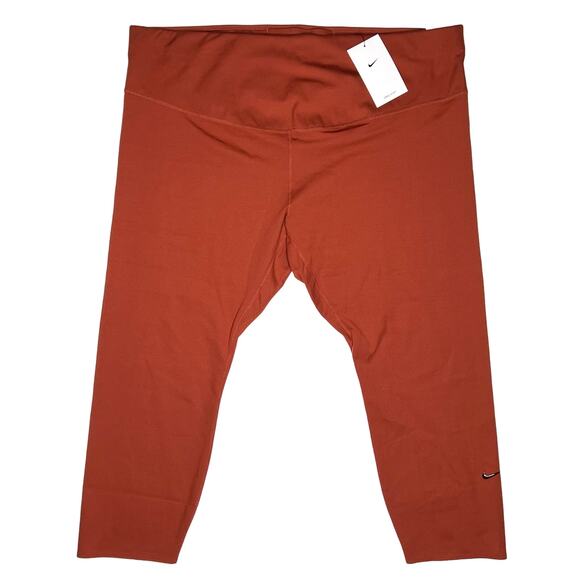 Nike Dri Fit One Luxe Mid Rise Crop Leggings 3X 3XL Plus Rust Orange Tight Fit - Picture 2 of 8